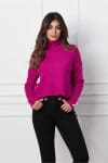 Pulover Delia magenta cu nasturi pe maneci