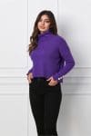 Pulover Delia mov cu nasturi pe maneci