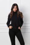 Pulover Delia neagra cu nasturi pe maneci