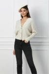Pulover Diana scurt ivory cu nasturi