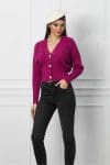 Pulover Diana scurt magenta cu nasturi