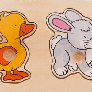 Puzzle încastrat – Câine, rață, iepure și pisică