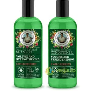 Pachet Sampon si Balsam Natural pentru Volum si Intarirea Firului de Par cu 5 Fructe de Padure 260ml