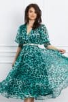 Rochie Amelia verde cu animal print