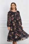 Rochie Daria neagra cu imprimeuri maro