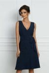 Rochie Delia bleumarin cu funda in talie