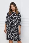 Rochie Diana neagra cu imprimeu alb