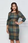 Rochie Dora verde cu carouri galbene