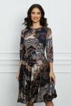 Rochie Dy Fashion bleumarin clos din jerse cu imprimeuri gri