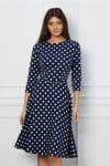 Rochie Dy Fashion bleumarin cu buline albe