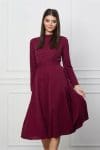 Rochie Dy Fashion bordo din lurex cu cordon in talie