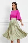 Rochie Dy Fashion cu imprimeu floral si bust fucsia