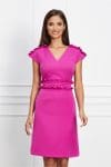 Rochie Dy Fashion fucsia cu mini volanase si perlute