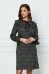 Rochie Dy Fashion gri cu picatele colorate si volan la bust