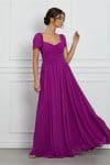 Rochie Dy Fashion lunga magenta cu aplicatie in talie