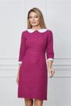 Rochie Dy Fashion magenta cu guler si mansete albe