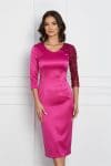 Rochie Dy Fashion magenta din tafta cu o maneca din dantela