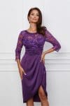 Rochie Dy Fashion mov din satin cu dantela la bust