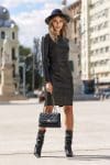 Rochie Dy Fashion neagra din piele ecologica in croi conic