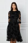 Rochie Dy Fashion neagra din tull cu insertii catifelate