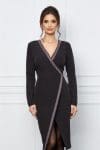 Rochie Dy Fashion neagra petrecuta cu motive traditionale