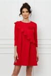 Rochie Dy Fashion rosie cu volan si floare 3D