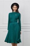 Rochie Dy Fashion turcoaz din tricot cu aplicatie detasabila la bust