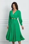 Rochie Dy Fashion verde cu decolteu petrecut si curea in talie