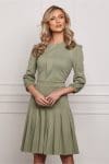Rochie Dy Fashion verde fistic cu pliuri pe fusta