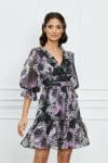 Rochie Eliza neagra cu flori mov