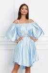 Rochie Ella Collection Amedeea bleu accesorizata cu un cordon cu strasuri in talie
