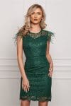 Rochie Ella Collection Bleki verde din dantela cu fulgi la umeri