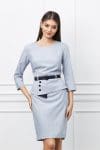 Rochie Gianina bleu deschis cu peplum si curea in talie
