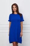 Rochie Ianca albastra din tricot cu aplicatii la maneci