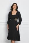 Rochie Ilaria neagra cu floare in talie