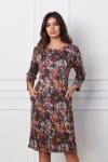 Rochie Irina cu imprimeuri multicolore si buzunare