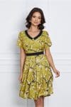Rochie Kara verde lime cu flori de cires