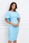 Rochie LaDonna bleu cu aplicatie tip capa