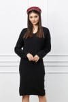 Rochie Mara neagra din tricot cu nasturi pe lateral