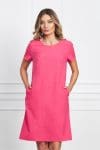 Rochie Marisa fucsia cu maneci scurte si buzunare