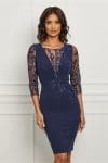 Rochie MBG bleumarin cu broderie pe maneci si bust