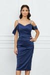 Rochie MBG bleumarin din satin cu bretele subtiri
