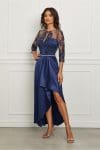 Rochie MBG bleumarin din tafta cu lungime asimetrica