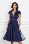 Rochie MBG bleumarin din tull cu buline catifelate