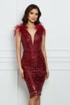 Rochie MBG bordo cu broderie si paiete