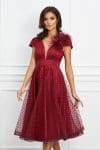 Rochie MBG bordo din tull cu buline catifelate