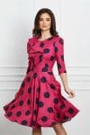 Rochie MBG fucsia cu buline si volan pe bust