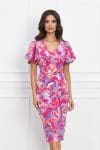 Rochie MBG fucsia cu imprimeuri mov