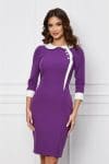 Rochie MBG mov cu alb si guler rotund