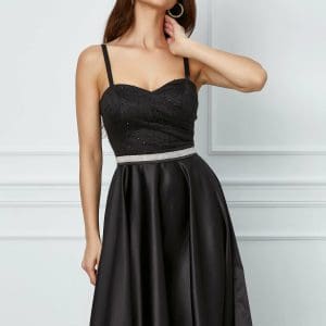 Rochie MBG neagra cu aplicatie in talie